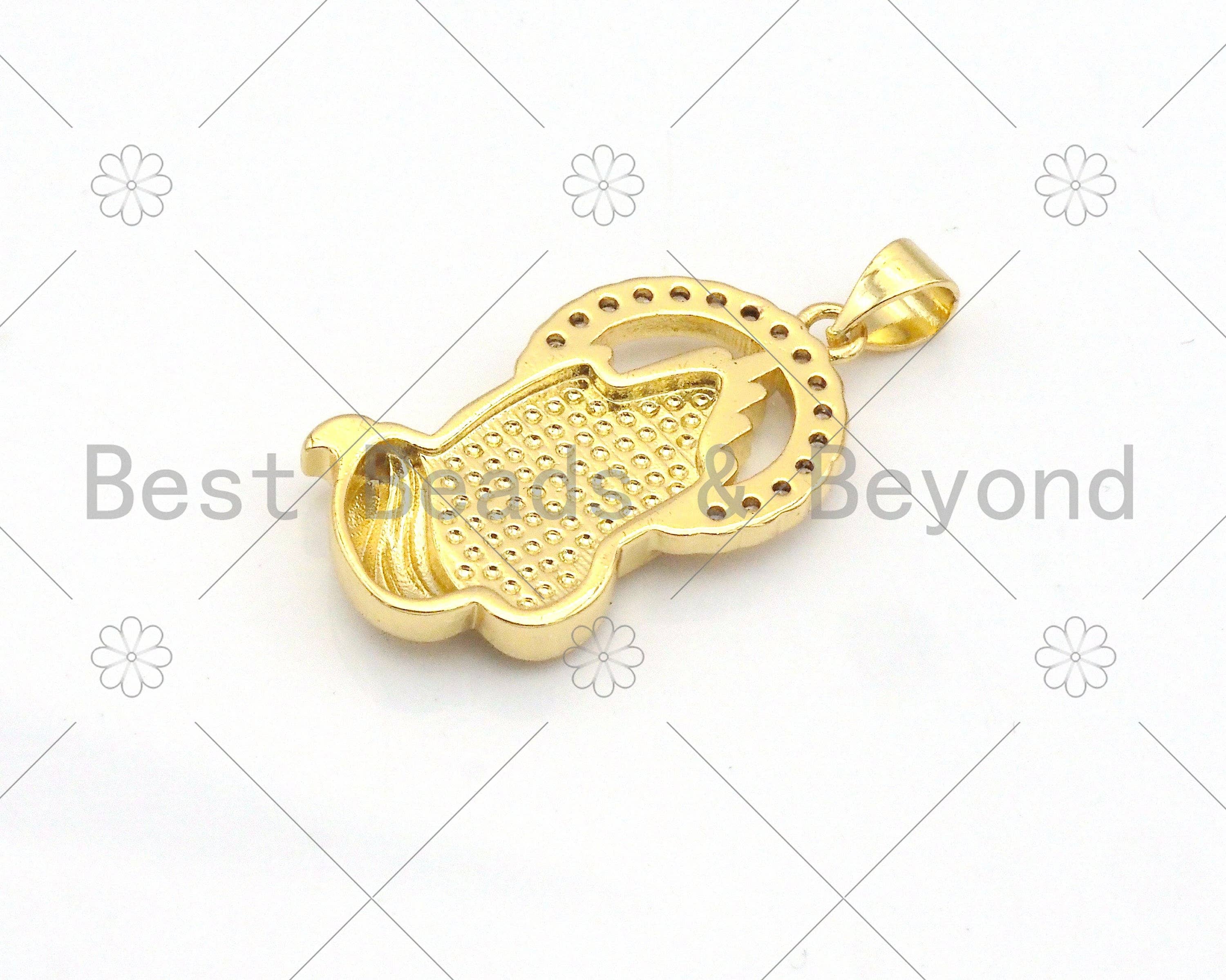 CZ Micro Pave Hand With Round Ring Shape Pendant/Charm,18K Gold Filled Hand Charm, Necklace Bracelet Charm Pendant,15x28mm,Sku#LK376