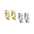CZ Gold Cross Line Huggie Hoop Earrings, Sku#LX439