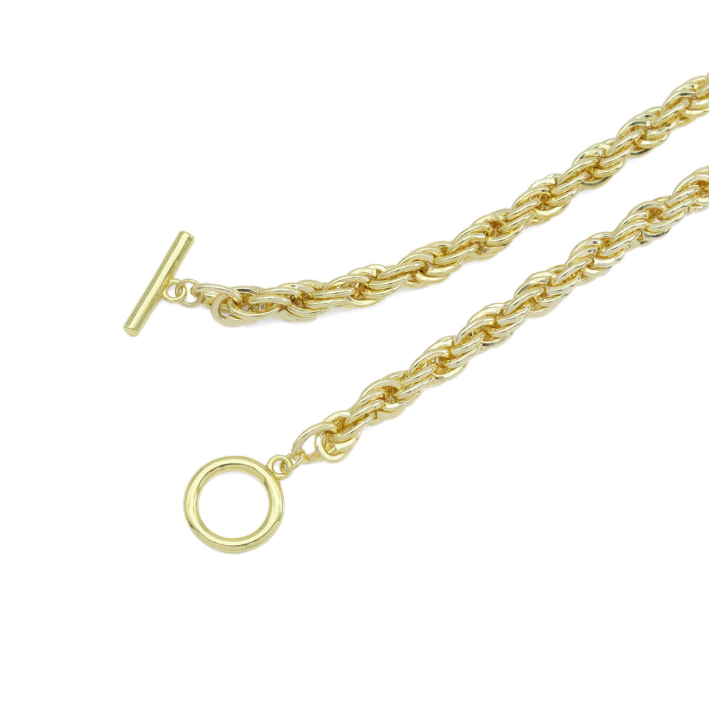 Gold Silver Rope Chain Necklace, Sku#EF566
