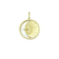 CZ North Star Moon Sun Mop Coin Charm Pendant, Sku#LK1154