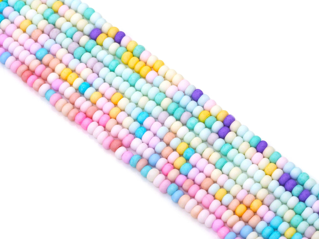 Colorful Smooth Rondelle Glaze Beads, 2.5x4mm, Sku#U1480c