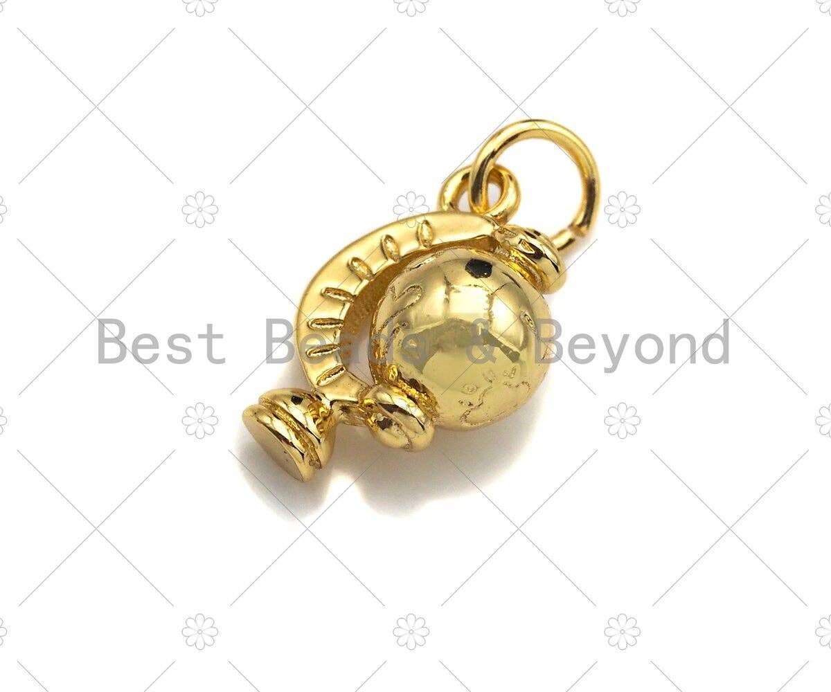 CZ Micro Pave Globe Pendant/Charm, Globe Pendant, Silver/Gold/Rose Gold/Black Tone, 9x13mm, Sku#Y281