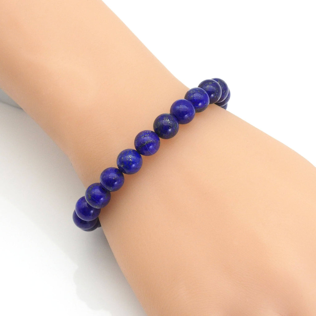 Genuine Quality Lapis Round Smooth Stretchy Bracelet, Sku#EF330
