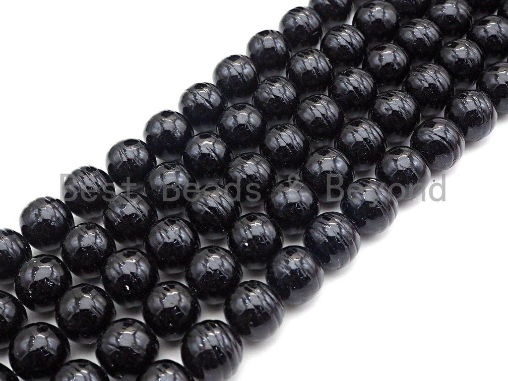 Mother of Pearl Craved Round beads, Orange Mother of Pearl, Black Mother of Pearl, 14mm, sku#T126