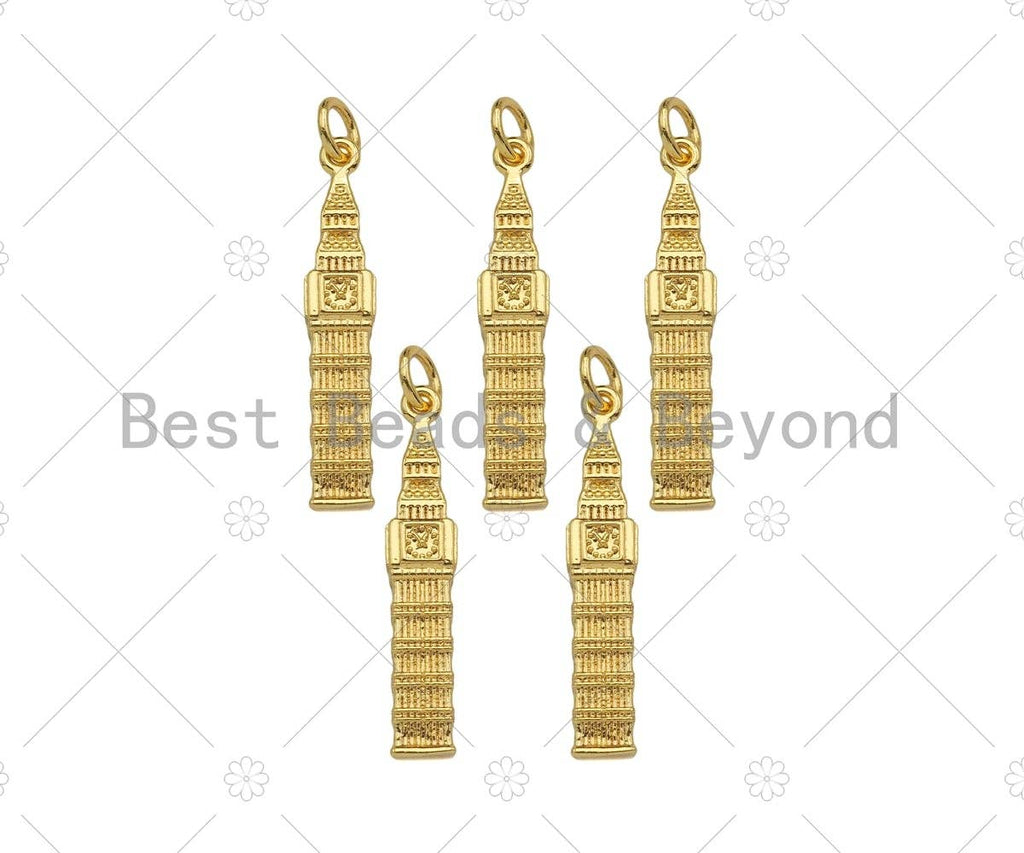 Gold Filled Bell Tower Shape Pendant, 18K Gold Filled Bell Tower Charm, Necklace Bracelet Charm Pendant, 5x26mm, Sku#Y441