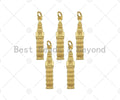 Gold Filled Bell Tower Shape Pendant, 18K Gold Filled Bell Tower Charm, Necklace Bracelet Charm Pendant, 5x26mm, Sku#Y441