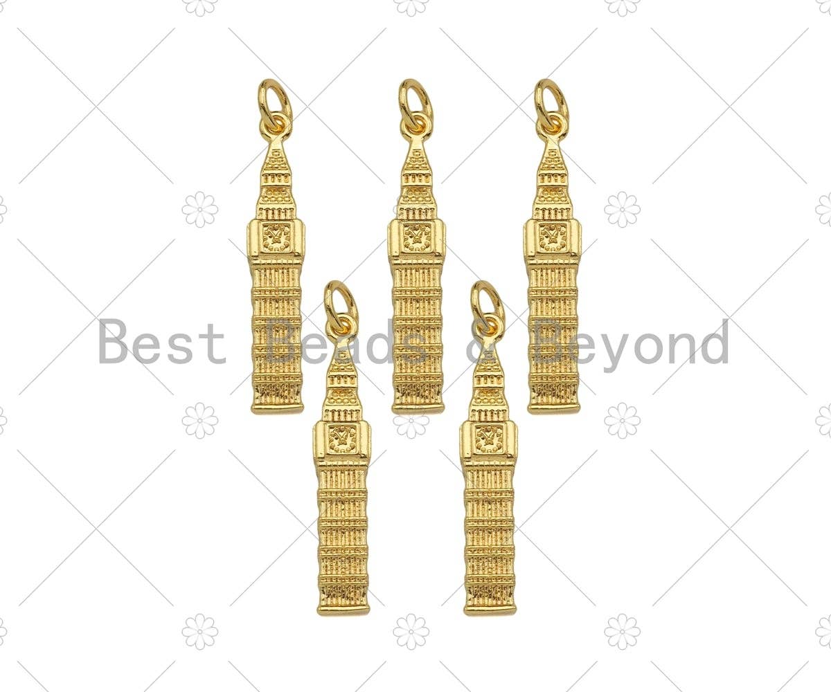 Gold Filled Bell Tower Shape Pendant, 18K Gold Filled Bell Tower Charm, Necklace Bracelet Charm Pendant, 5x26mm, Sku#Y441