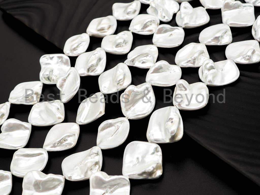 Quality Natural Mother of Pearl baroque beads, 15-21mm,White Irregular Shape Plated Pearl Shell Beads, 16inch strand, SKU#T108