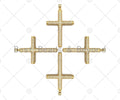 Large CZ Micro Pave Gold Cross Shape Pendant, Sku# LK142