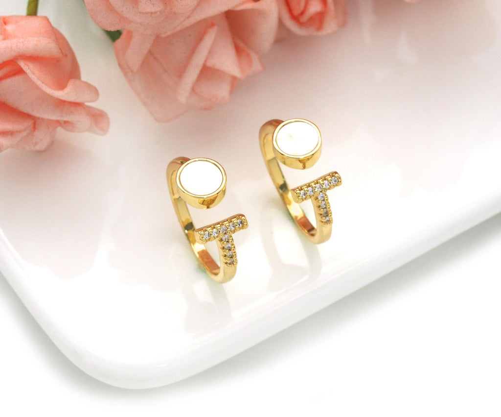Round Mother of Pearl Bar ring, Sku#X369