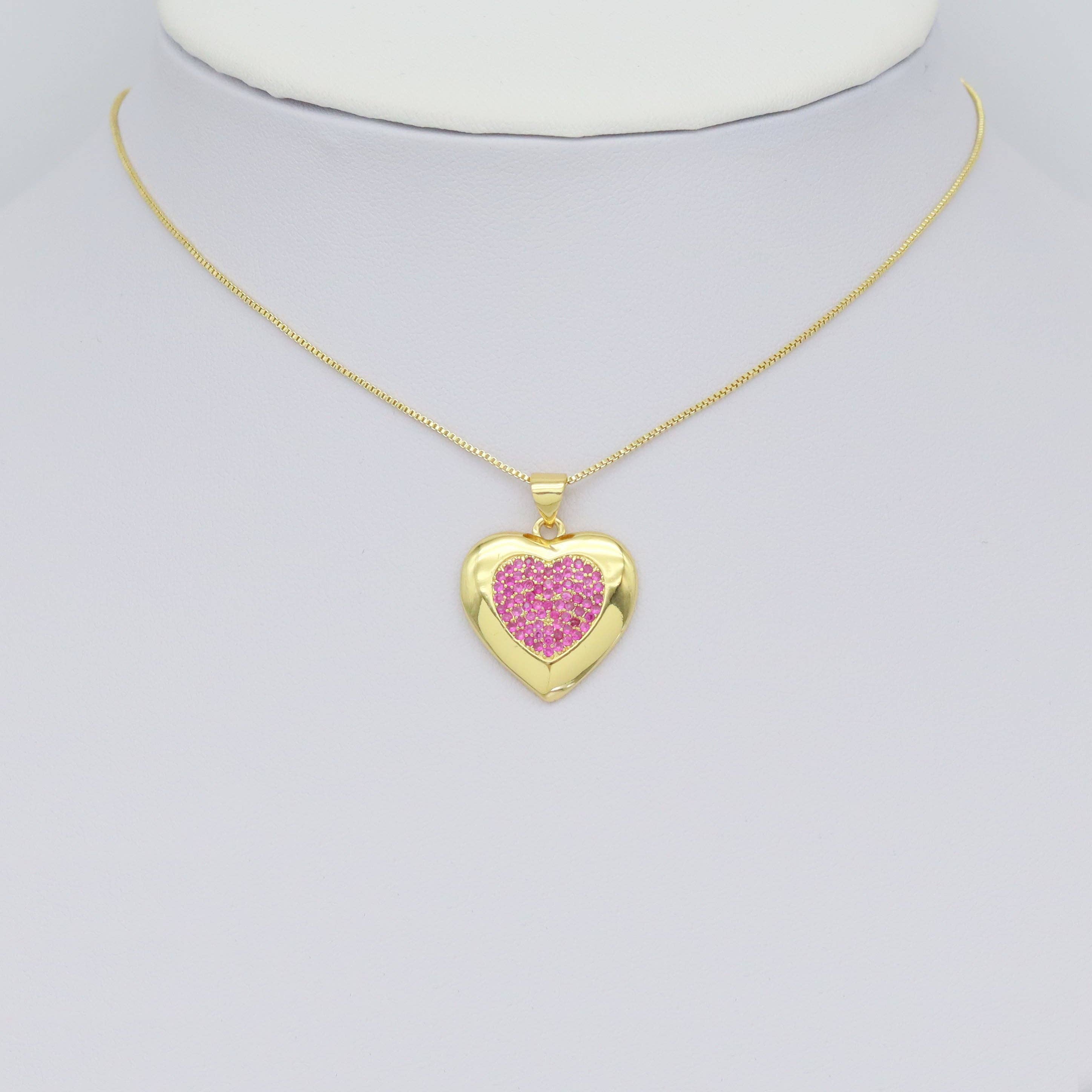 Gold Colorful CZ Heart Shape Charm, Sku#A165
