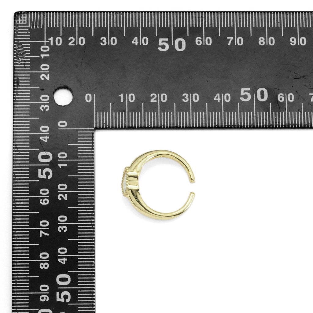 Gold CZ Mother of Pearl Heart Adjustable Ring, Sku#LD464c