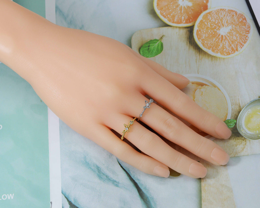 CZ Butterfly Adjustable Ring, Sku#B168