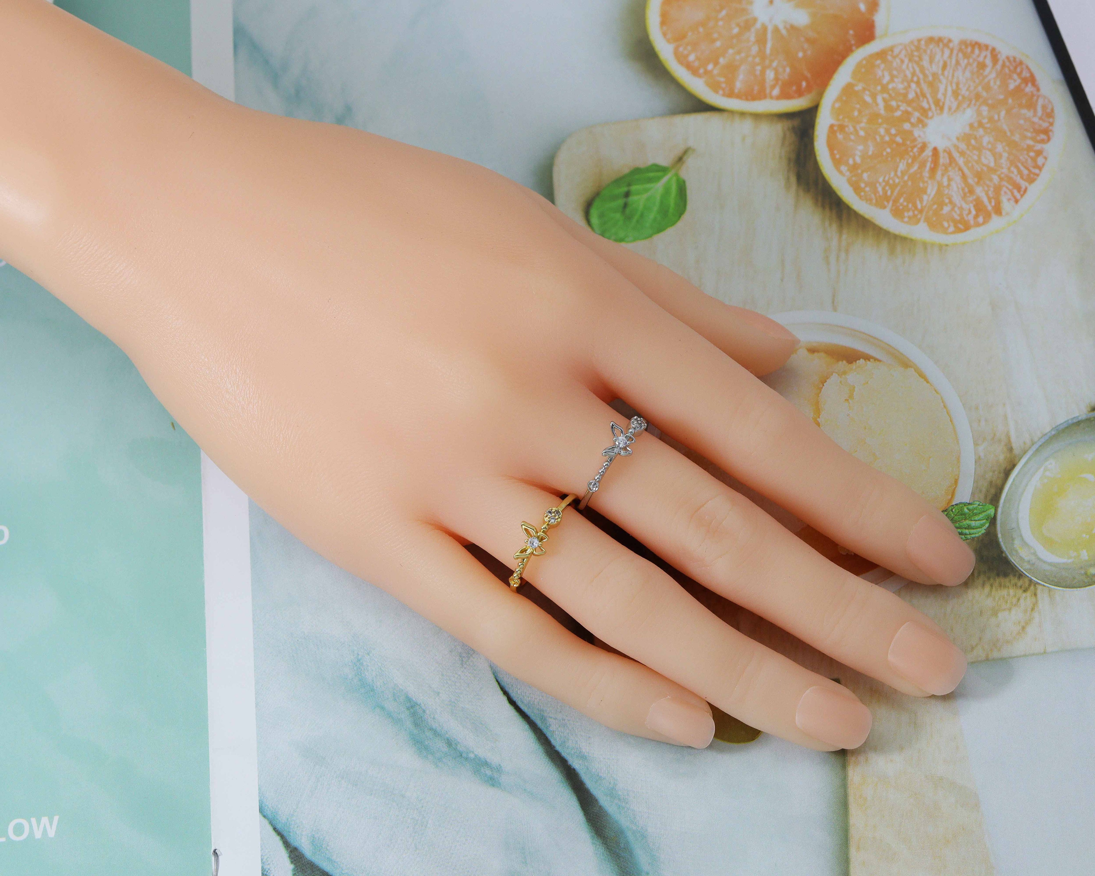 CZ Butterfly Adjustable Ring, Sku#B168