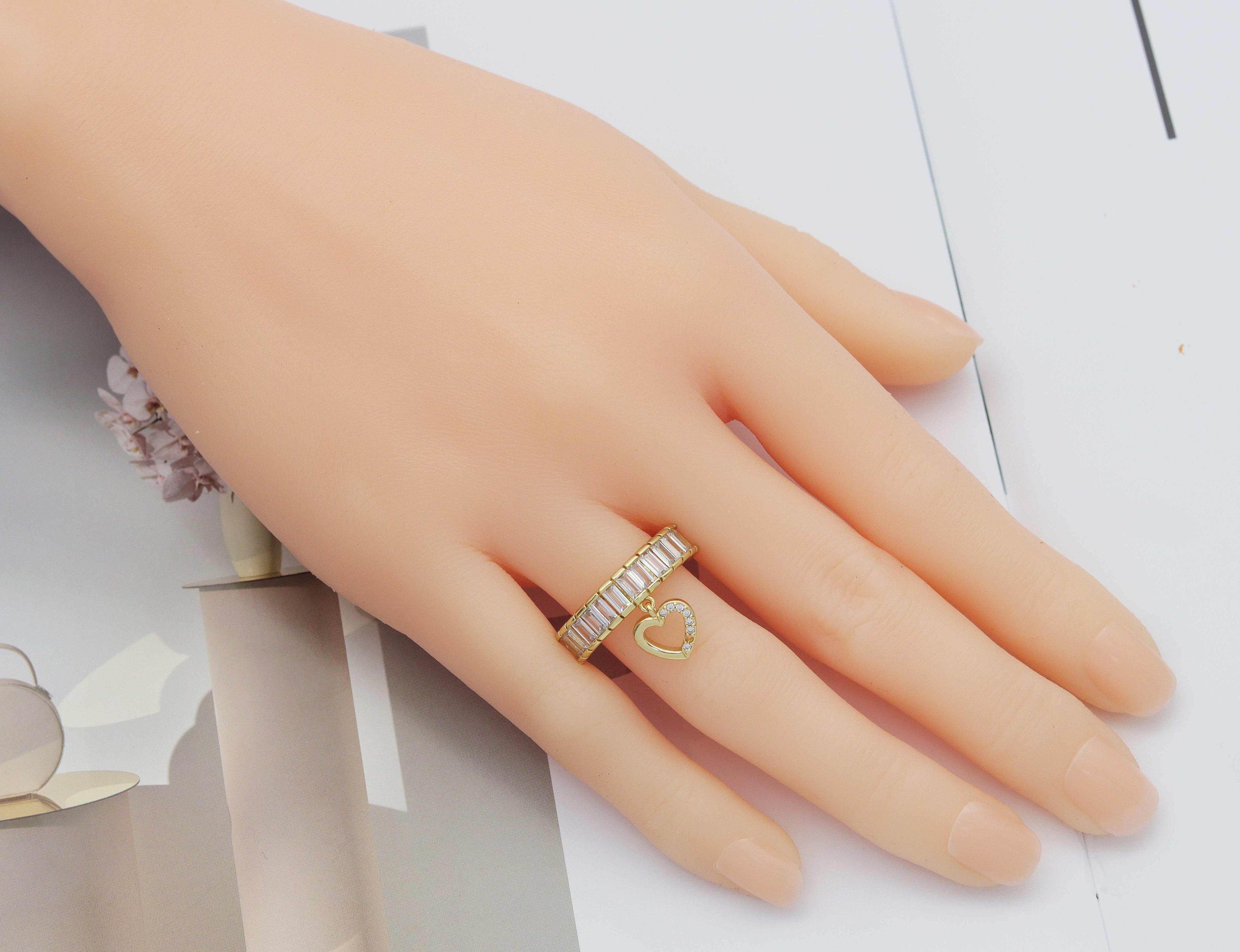 CZ Heart Adjustable Ring, Sku#LD224
