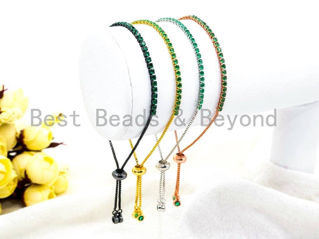 New Style Adjustable Bracelet, Green CZ Pave Stud Bracelet Gold/Silver/Rose Gold/Gunmetal, Bridal Bracelet Jewelry,SKU#P45