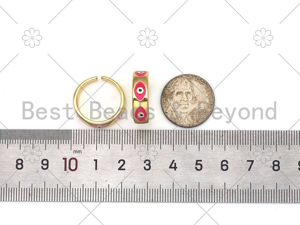 Colorful Enamel Evil Eye Shape Adjustable Ring,Sku#LD149