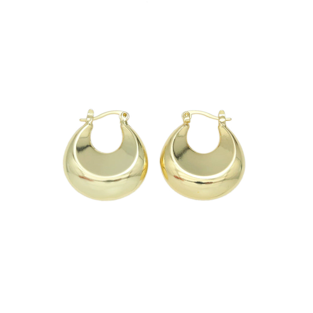 Gold Chucky Donut Geometry Huggie Earrings, Sku#Y947
