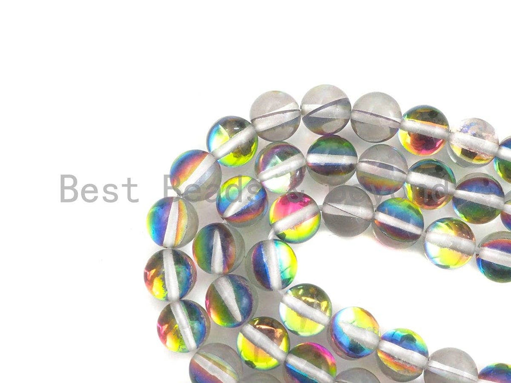 Mystic Aura Spectrolite Quartz, Quality Crystal Round beads, Sku#U598