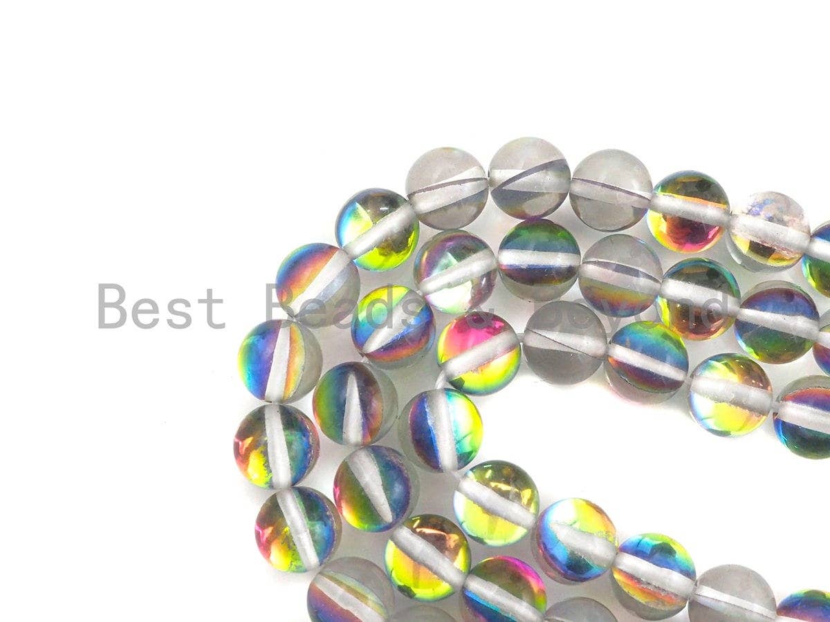 Mystic Aura Spectrolite Quartz, Quality Crystal Round beads, Sku#U598