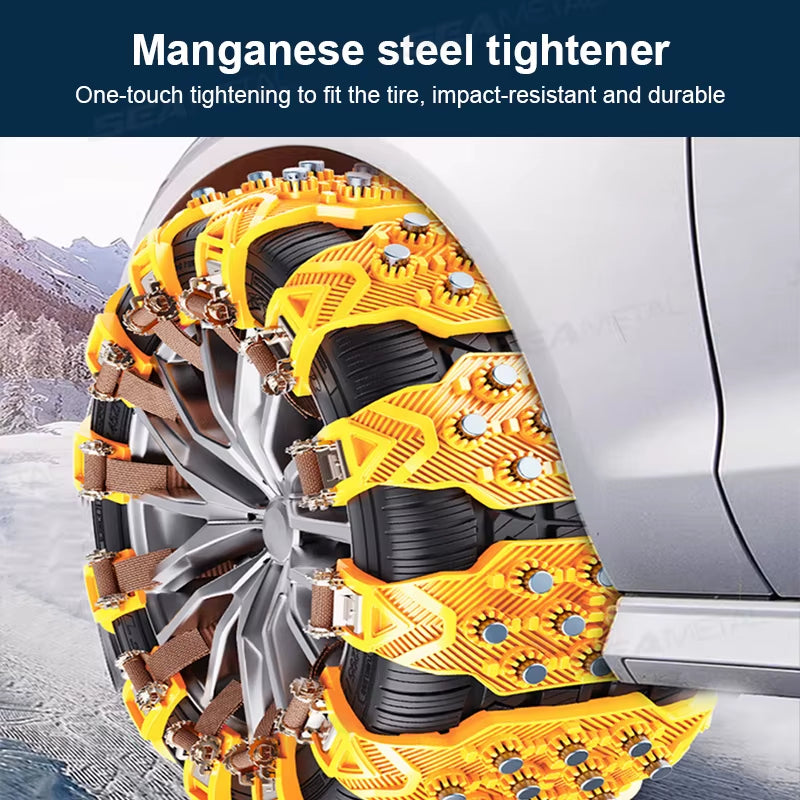 SEAMETAL 4PCS Car Winter Tire Wheels Snow Chains Snow Tire Anti-Skid Chains Wheel Tyre Cable Belt Winter Outdoor Emergency Tools