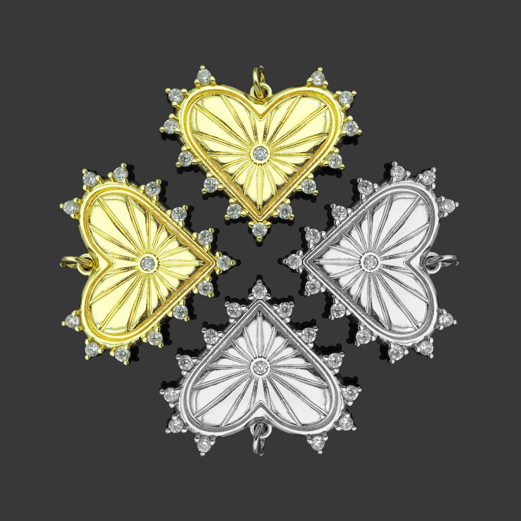 Gold Filled CZ Micro Pave Heart With Diamond around Pendant,sku#Z1362