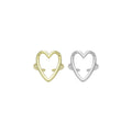 Plain Gold Silver Frame Heart Adjustable Ring, Sku#A378