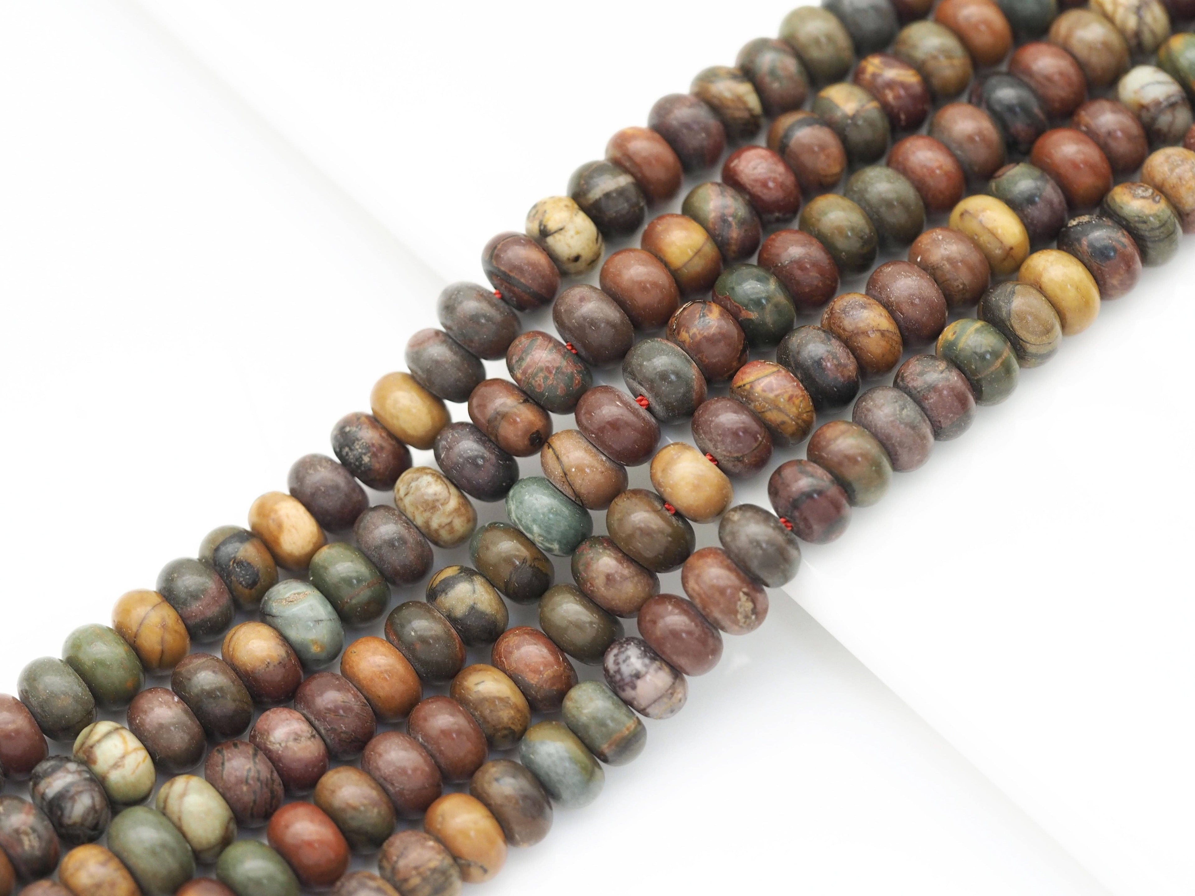Genuine Picasso Jasper Rondelle Smooth Beads, Sku#U1416