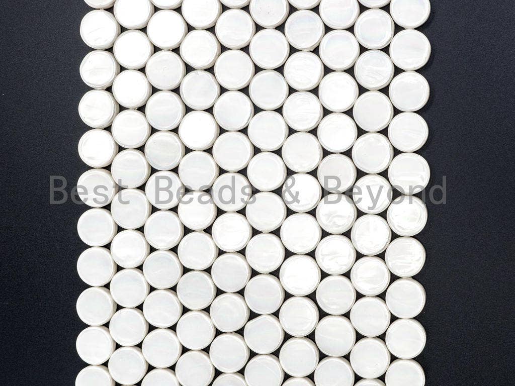 White Natural Mother of Pearl beads, 5x12mm AB Color Pearl Coin Beads, White MOP Shell Beads, Loose Pearl Beads, 15.5'' Fll Strand, SKU#T60