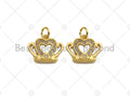 18K Gold Micro CZ Pave Dainty Crown Pendant, Gold Crown Charm,  Crown Beads, Jewelry Findings, 9x12mm, sku#LK37