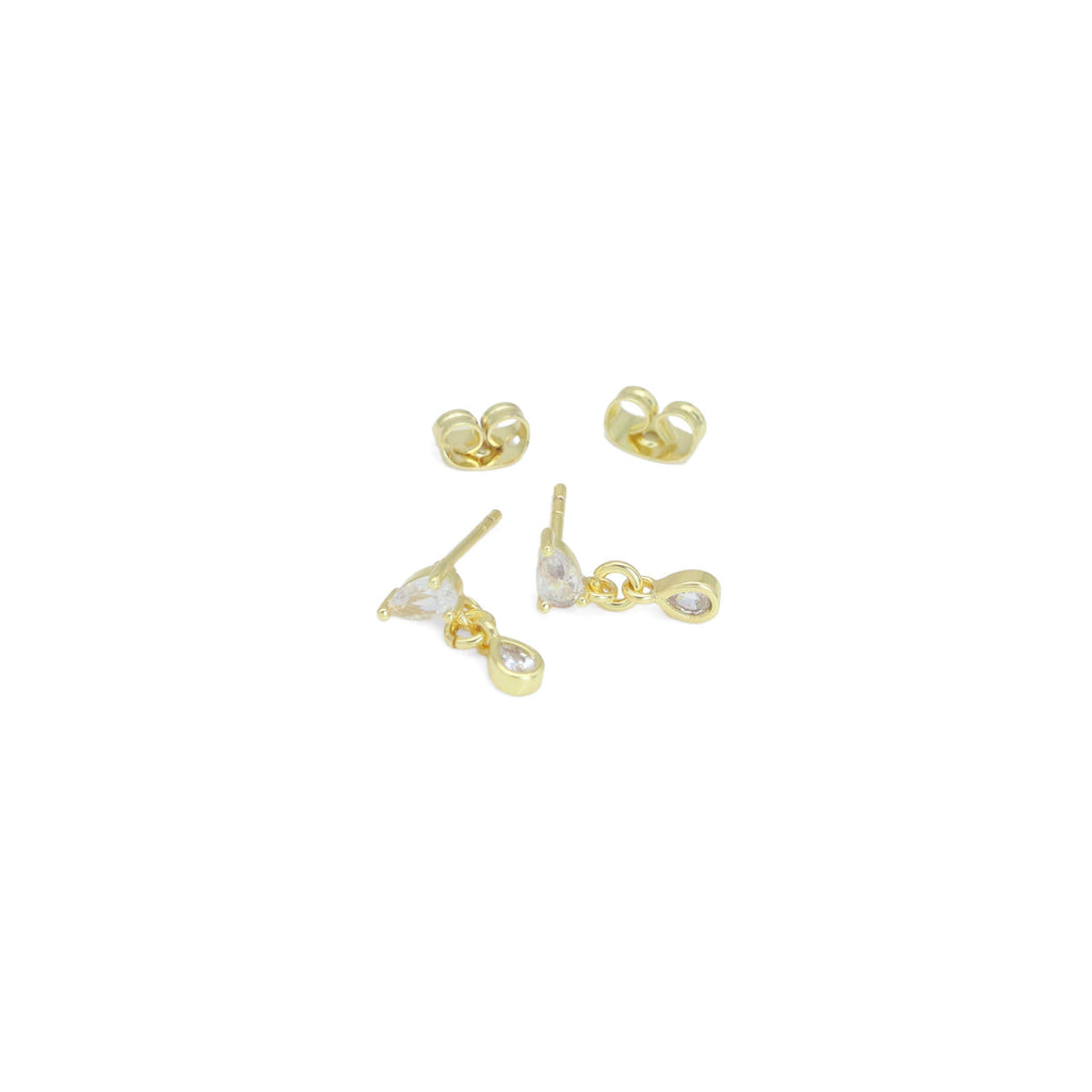 Dainty Teardrop CZ Earrings, Sku#A371