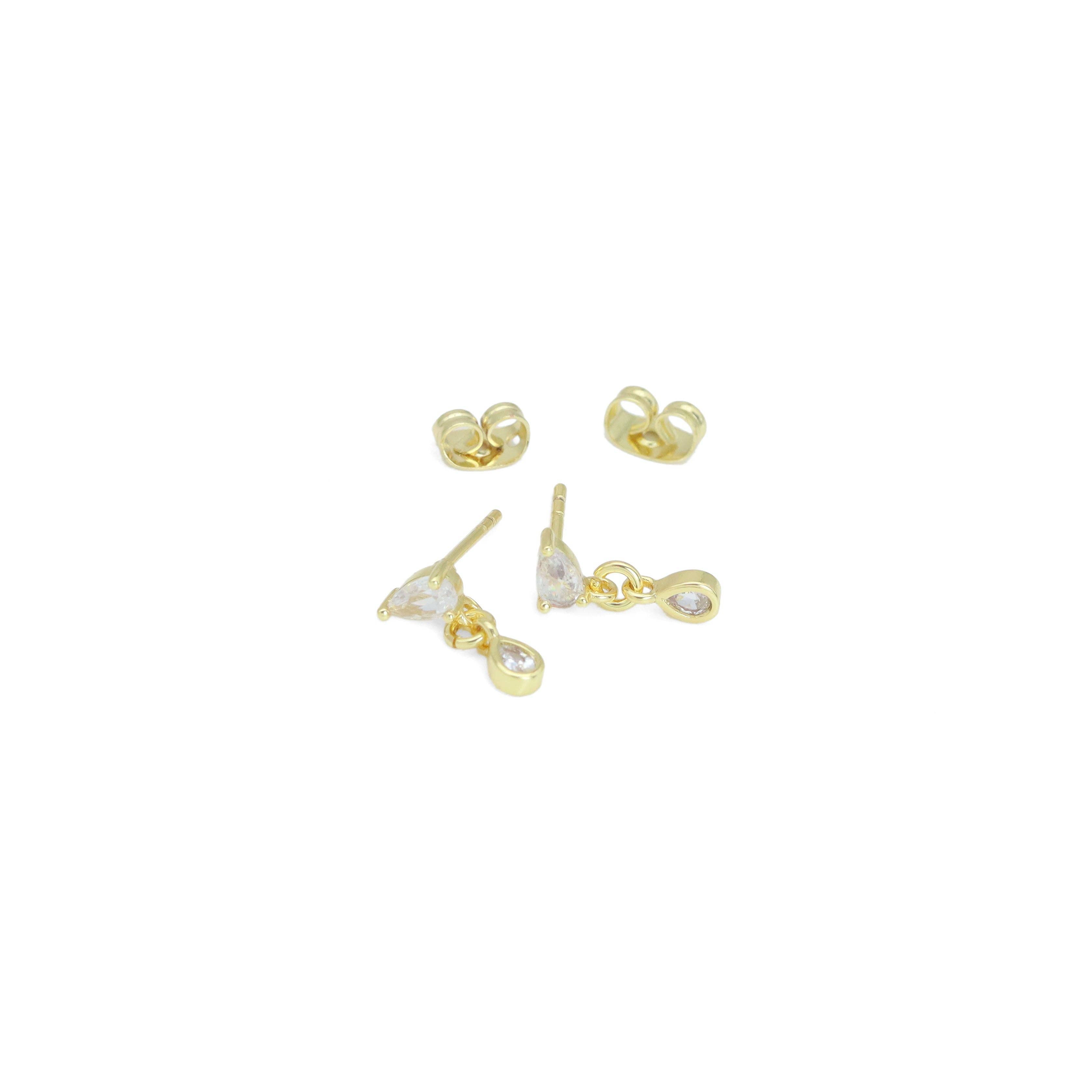 Dainty Teardrop CZ Earrings, Sku#A371