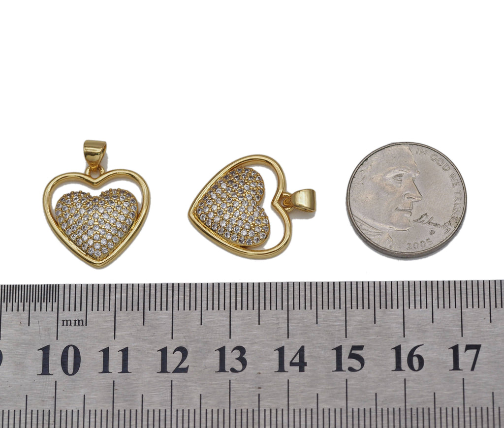 CZ Heart Charm, Sku#LK632