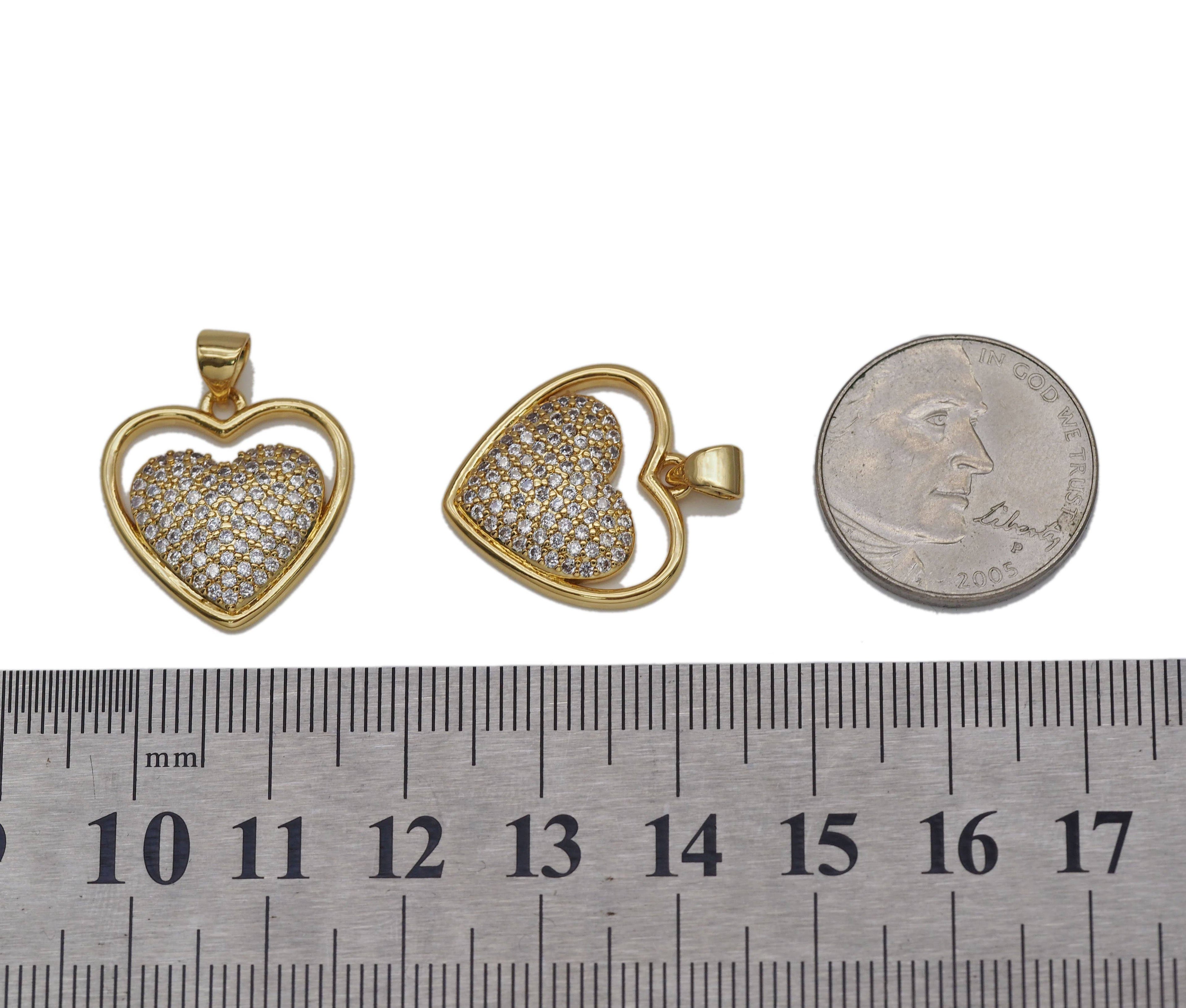 CZ Heart Charm, Sku#LK632