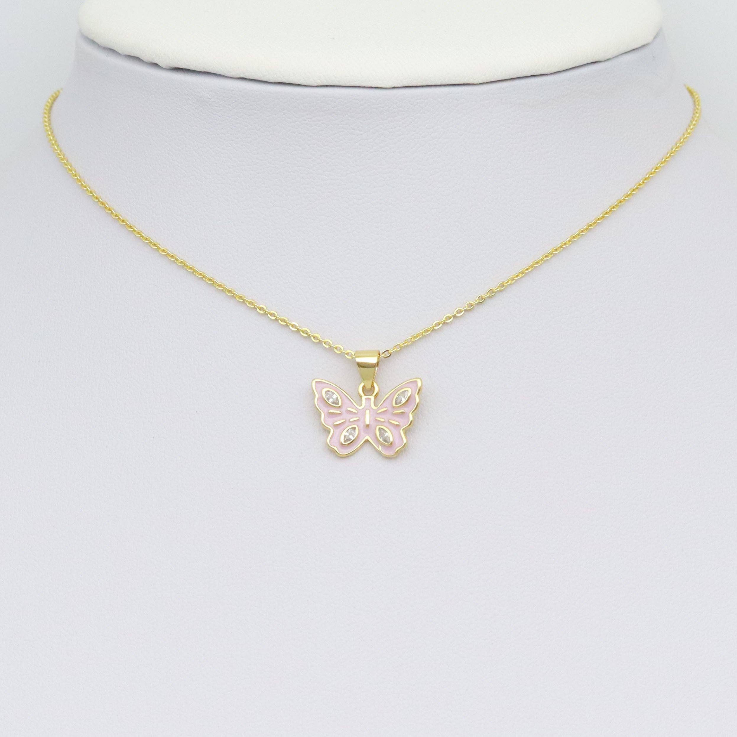 Pale Purple Pink Butterfly Charm Pendant, Sku#LK1065