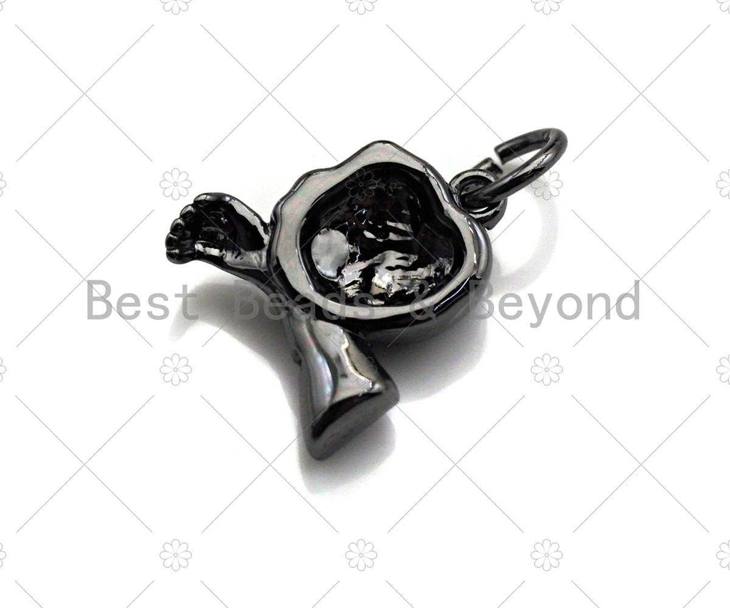 CZ Micro Pave Zombie Pendant/Charm, Hallowen Skull Charm, Hallowen Zombie Charm, Cubic Zirconia Pave Charm, mm, sku#Y294