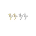 Clear CZ Flamingo Gold Silver Stud Earrings, bird earrings, Sku#A176