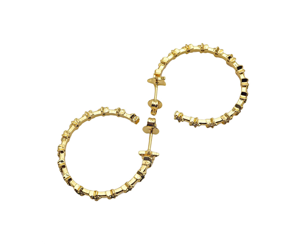 CZ Multi Colorful Stars Hoop Earrings, O62