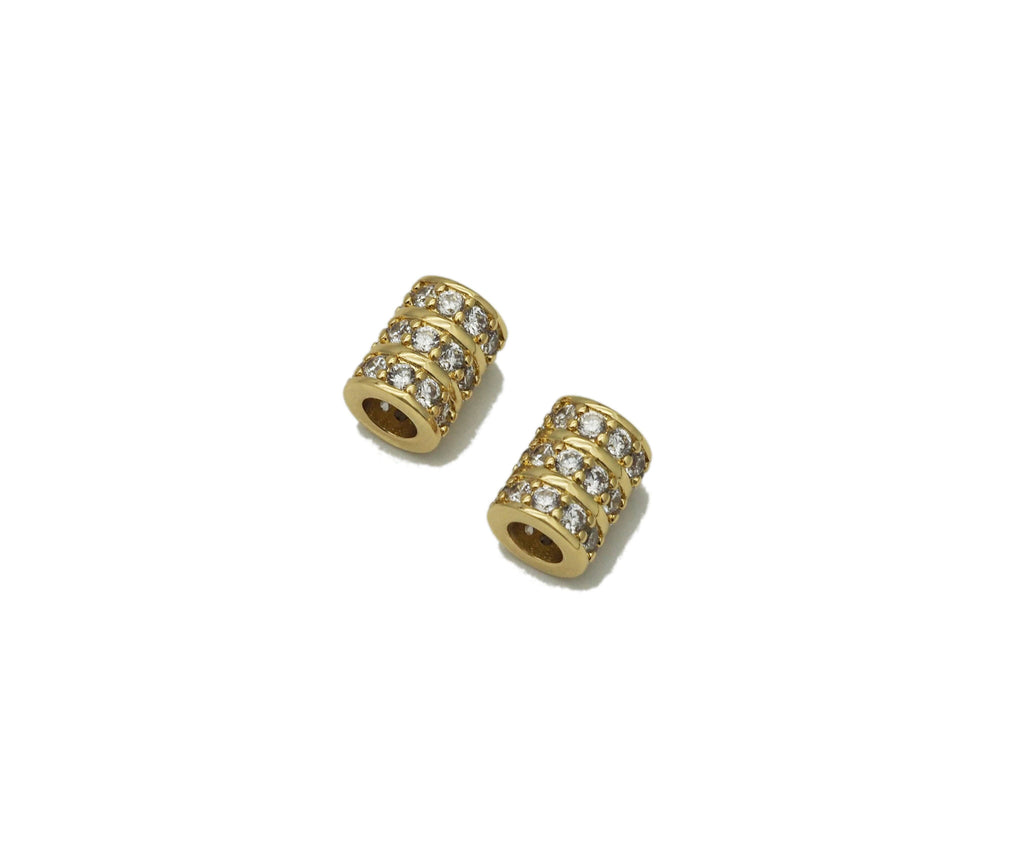 Gold  CZ Tube Spacer Beads, Sku#Y716
