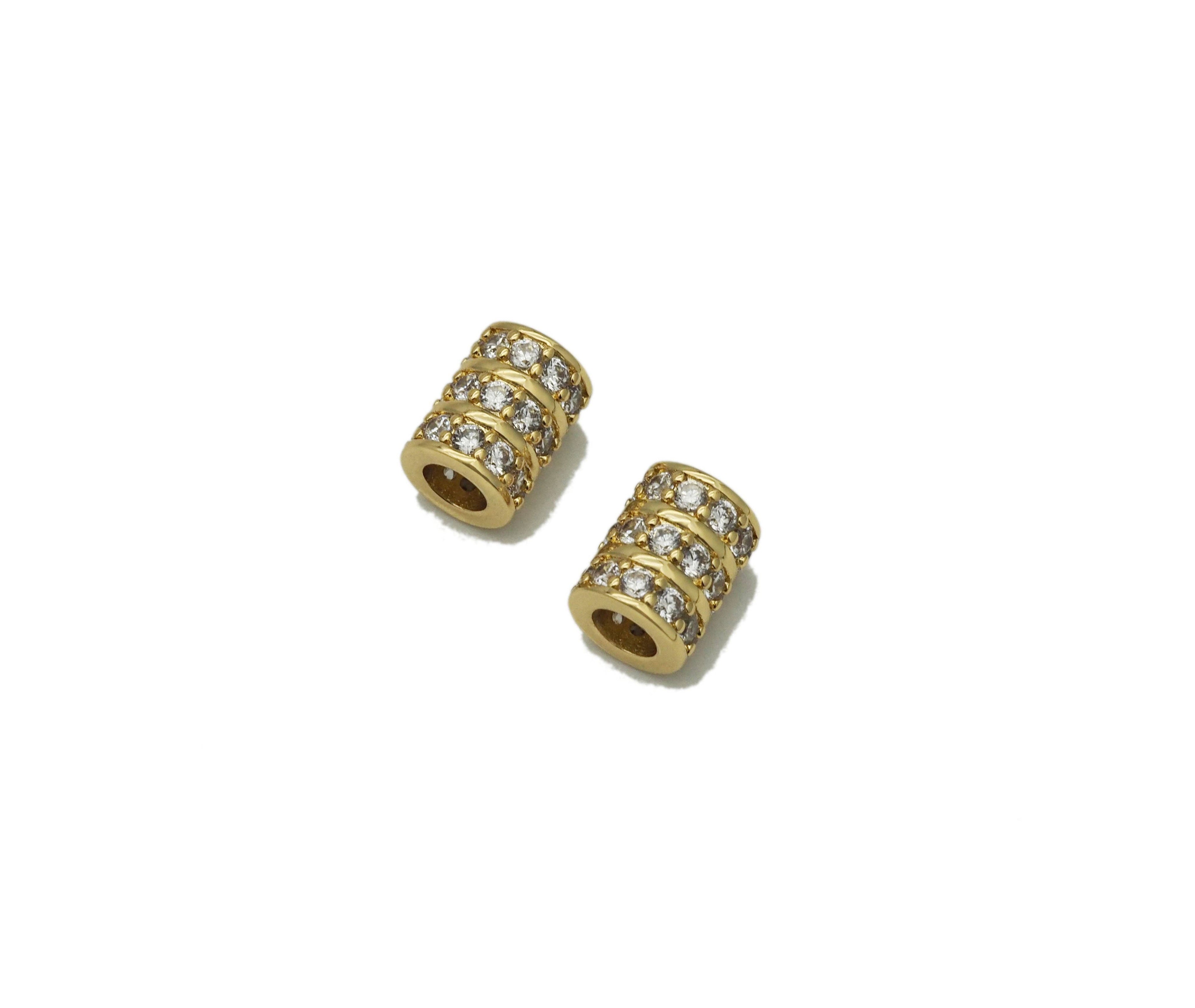 Gold  CZ Tube Spacer Beads, Sku#Y716