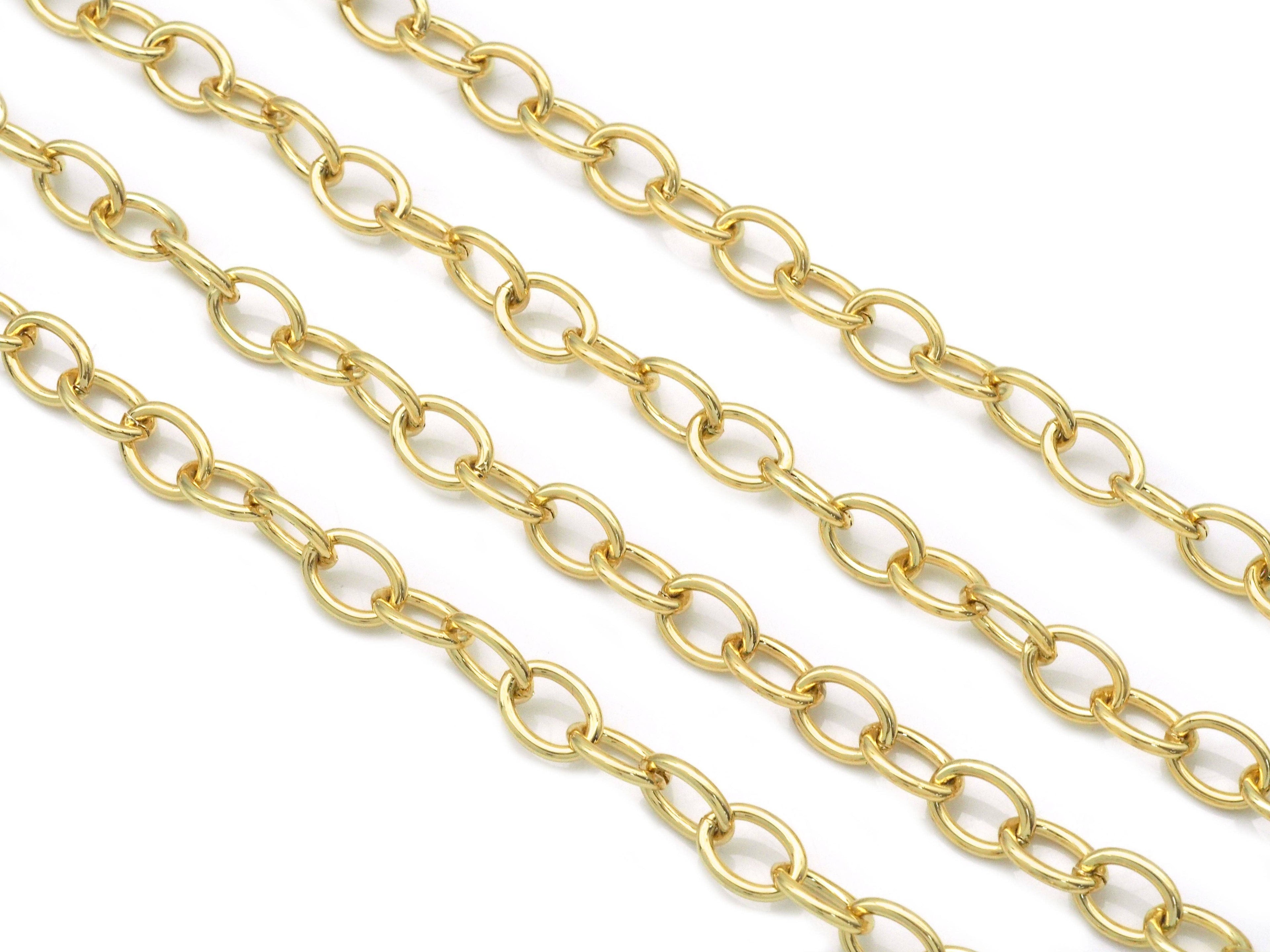 Gold Oval Link Chain by Yard/Necklace,sku#LD371/LD19