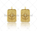 18k Dainty Gold North Star On Rectangle Shape Pendant,Gold Medallion Charm,Necklace Bracelet Charm Pendant,16x26mm,Sku#LK289