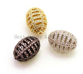 CZ Micro Pave Oval Cage Spacer Beads with Clear Crystal for Bracelet/Necklace, Cubic Zirconia Bracelet Charms, 17x11mm,sku#G54