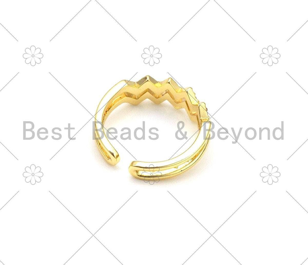 CZ Wave Line Shape Adjustable Ring, Sku#X253