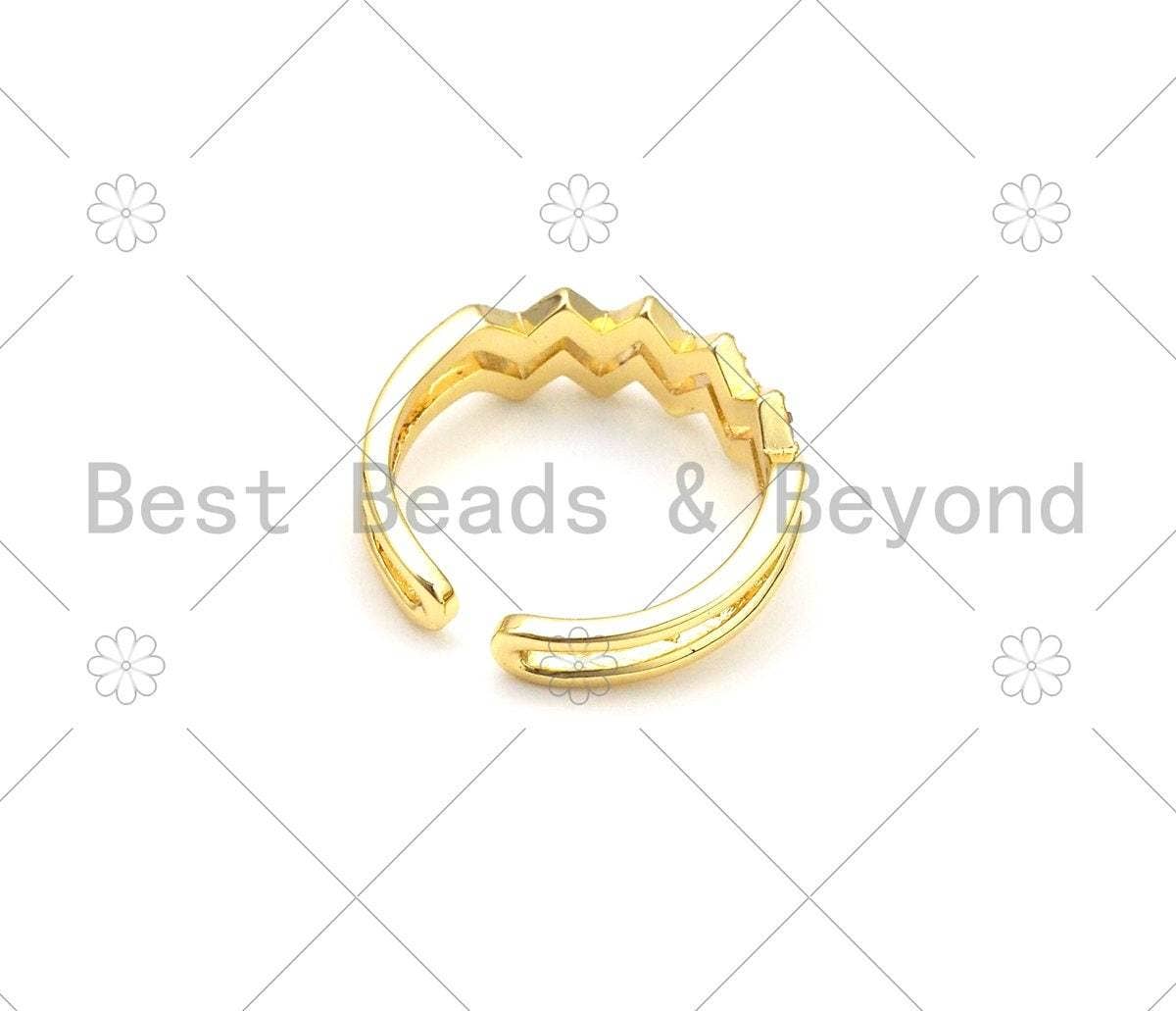 CZ Wave Line Shape Adjustable Ring, Sku#X253