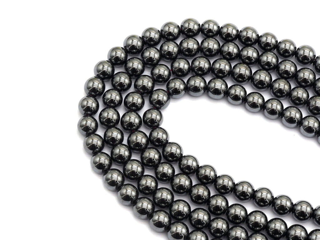 High Quality Natural Dark Gray Hematite Beads- Round Smooth Gemstone Beads-2mm/3mm/4mm/6mm/8mm/10mm/12mm-Metallic dark Grey Beads, SKU#S119