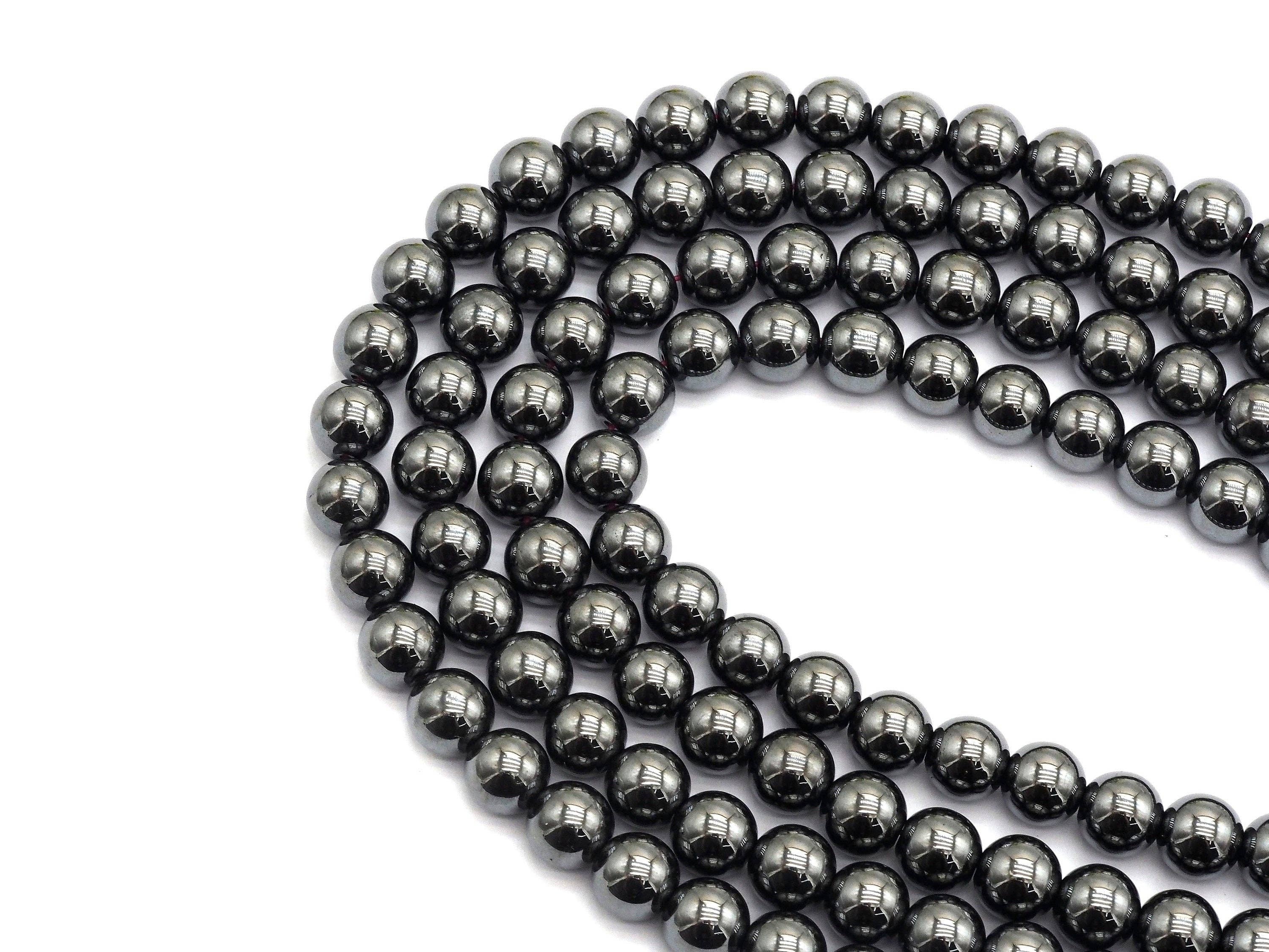 High Quality Natural Dark Gray Hematite Beads- Round Smooth Gemstone Beads-2mm/3mm/4mm/6mm/8mm/10mm/12mm-Metallic dark Grey Beads, SKU#S119