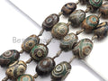1pc/12pc Tibetan Barrel Agate Beads, Green Brown EYE Dzi Drum beads, Tibetan Eye Agate Beads, 15x20mm, sku#U530C