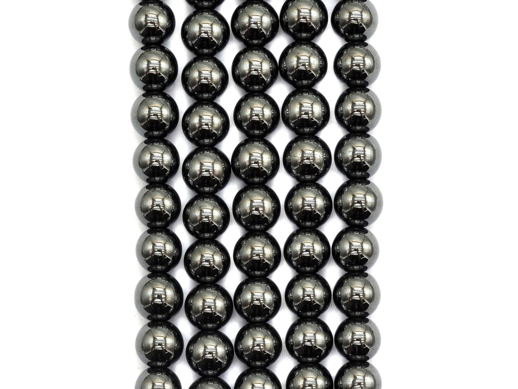High Quality Natural Dark Gray Hematite Beads- Round Smooth Gemstone Beads-2mm/3mm/4mm/6mm/8mm/10mm/12mm-Metallic dark Grey Beads, SKU#S119