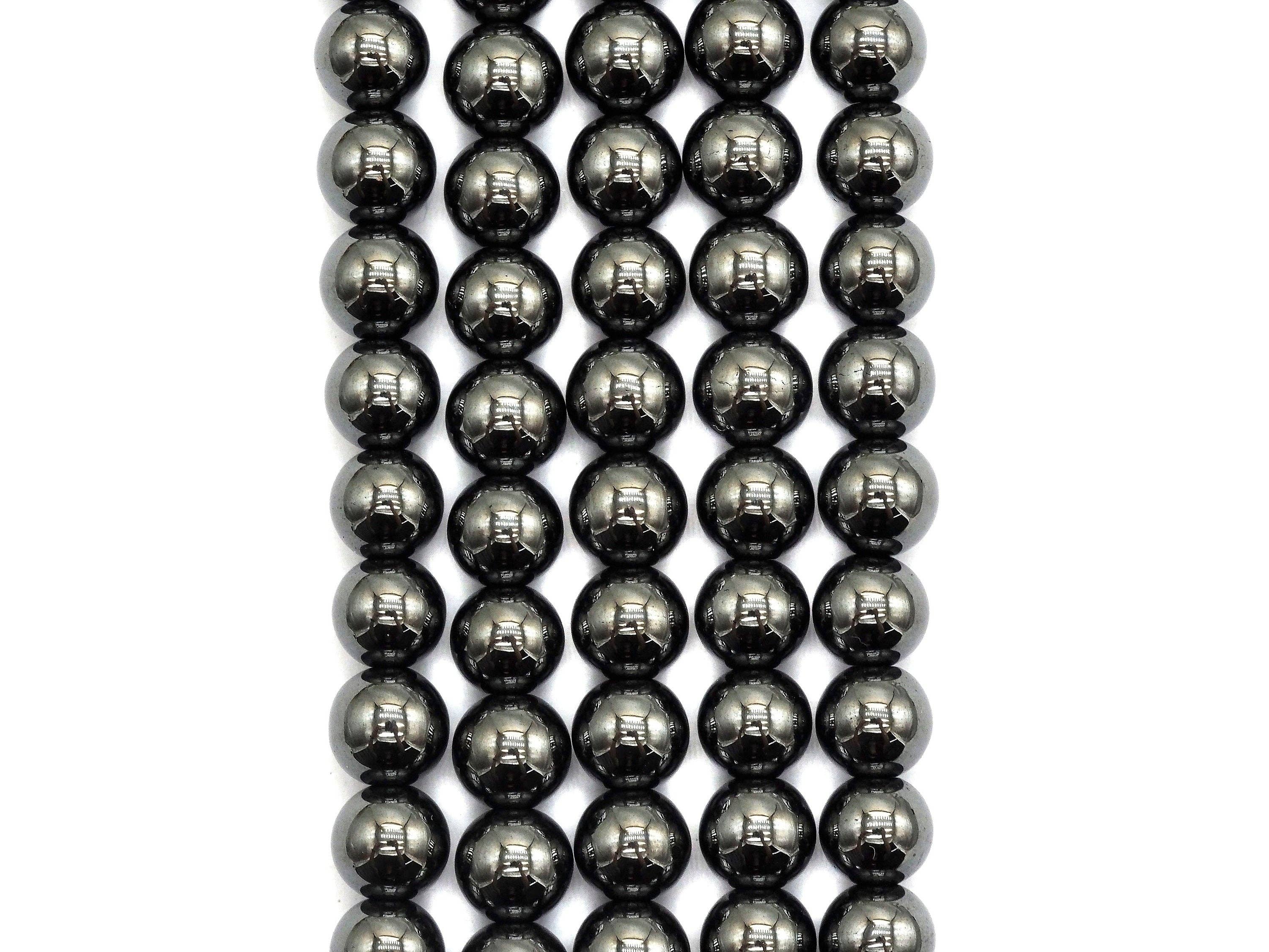 High Quality Natural Dark Gray Hematite Beads- Round Smooth Gemstone Beads-2mm/3mm/4mm/6mm/8mm/10mm/12mm-Metallic dark Grey Beads, SKU#S119